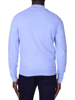 Gilet en coton bleu ciel uni avec une coupe droite et un col montant
