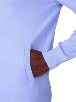 Gilet en coton bleu ciel uni avec une coupe droite et un col montant