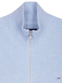 Gilet en coton ciel uni avec une coupe droite et un col montant