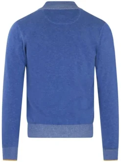 Gilet en coton ciel uni avec une coupe droite et un col montant zippé