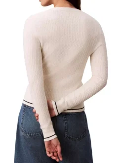 Gilet en coton écru uni avec une coupe moulante et un col V