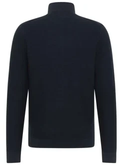 Gilet en coton marine avec un col montant et fermeture à glissière
