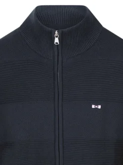 Gilet en coton marine en maille tricotée à coupe ajusté et un col camionneur