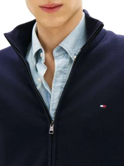 Gilet en coton marine pourvu d'une coupe ajustée et d'un col montant