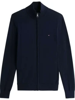 Gilet en coton marine pourvu d'une coupe ajustée et d'un col montant