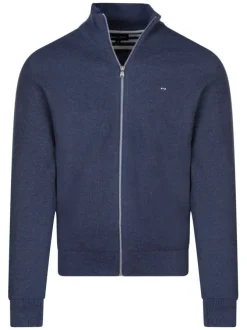 Gilet en coton marine uni avec une coupe droite et un col montant