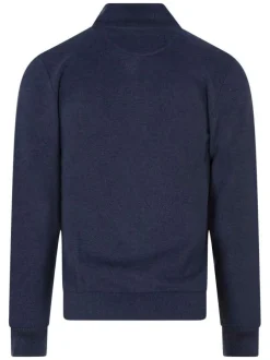 Gilet en coton marine uni avec une coupe droite et un col montant