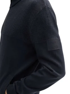 Gilet en coton marine uni à coupe droite et col montant zippé