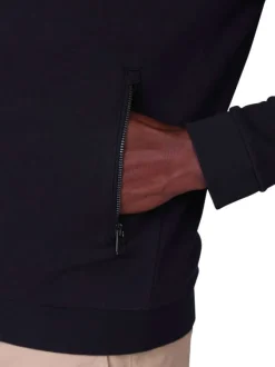Gilet en coton mélangé noir uni avec une coupe droite et un col montant