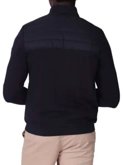 Gilet en coton mélangé noir uni avec une coupe droite et un col montant