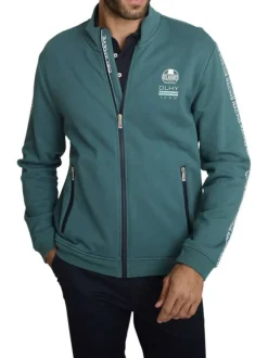 Gilet en coton mélangé uni à coupe ajustée pourvu d'un col montant