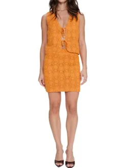Gilet en coton orange uni sans manche pourvu d'une coupe droite