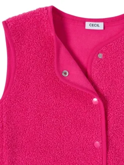 Gilet fuchsia uni sans manche pourvu d'un col rond et d'une coupe droite