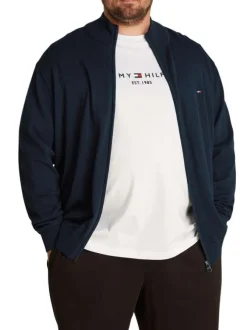 Gilet Grande Taille en better coton initiative marine uni droit à col camionneur