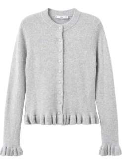 Gilet gris effet lainage pourvu d'un col rond et de manches longues