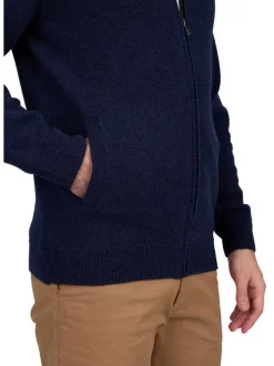 Gilet indigo uni avec une coupe droite à col montant et des poches