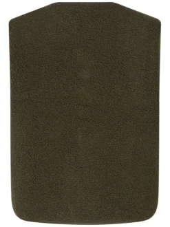 Gilet kaki uni avec col v, sans manches et intérieur léopard
