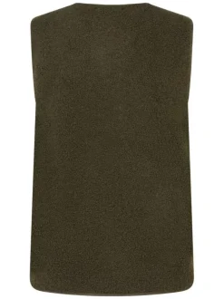 Gilet kaki uni avec une coupe ajustée et deux poches plaquées à l'avant