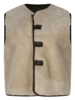 Gilet kaki uni avec une coupe ajustée et une fermeture boutonnée