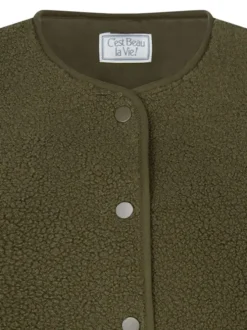 Gilet kaki uni sans manches en maille sherpa et une coupe ajustée