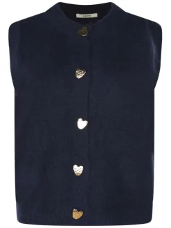 Gilet marine uni avec une coupe ajustée avec un col rond bord côte