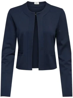 Gilet marine uni avec une coupe droite et des manches longues