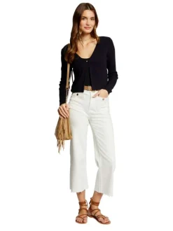 Gilet marine uni coupe droite avec un col v et des fines manches longues