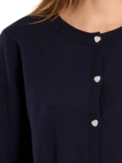 Gilet marine uni pourvu de manches longues et d'une coupe droite