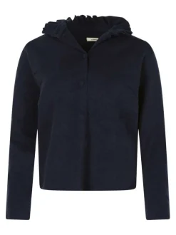 Gilet marine uni pourvu d'une coupe droite et d'un col montant