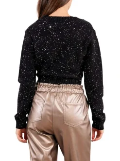 Gilet noir en maille fine avec une coupe ajustée et des paillettes