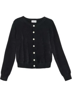 Gilet noir en maille fine avec une coupe droite et des manches longues