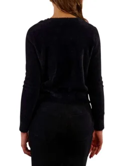 Gilet noir en maille fine avec une coupe droite et des manches longues