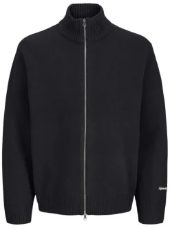 Gilet noir en maille fine avec une coupe droite et un col montant