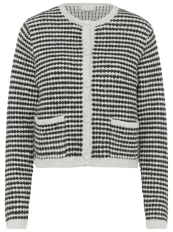 Gilet noir et blanc en maille avec une coupe droite et des manches longues