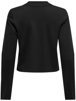 Gilet noir uni avec une coupe droite et des manches longues