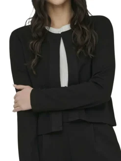 Gilet noir uni avec une coupe droite et des manches longues