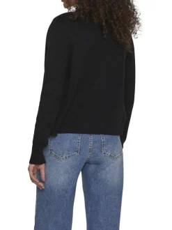 Gilet noir uni avec une coupe droite et des manches longues à bords côtes
