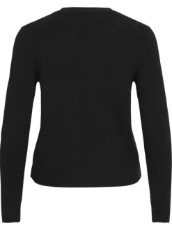 Gilet noir uni avec une coupe droite et des manches longues à bords côtes