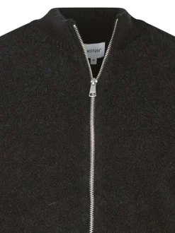 Gilet noir uni coupe cropped avec un col montant et des manches longues