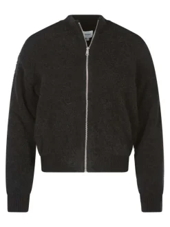 Gilet noir uni coupe cropped avec un col montant et des manches longues