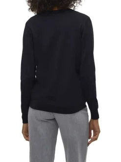 Gilet noir uni à coupe droite avec un col v et des manches longues