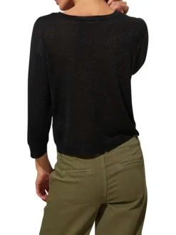 Gilet noir uni à coupe droite avec un col v et des manches longues