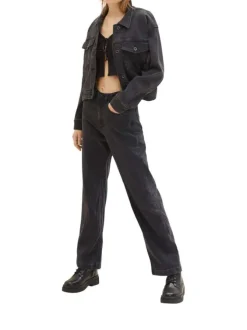 Gilet noir uni coupe droite avec un col v et 2 liens à l'avant