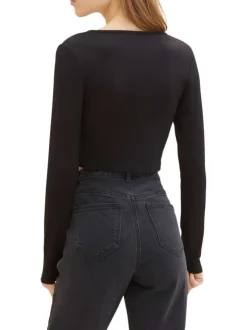 Gilet noir uni coupe droite avec un col v et 2 liens à l'avant