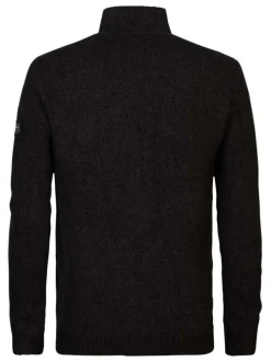 Gilet noir uni à coupe droite, col montant et à manches longues avec zip