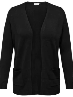 Gilet noir uni pourvu de manches longues et de poches à l'avant