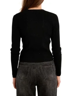 Gilet noir uni pourvu de manches longues et d'une coupe droite