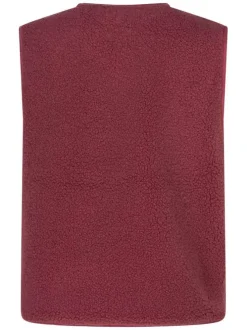 Gilet rouge uni sans manches à coupe ajustée et un col rond
