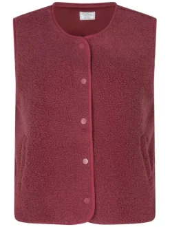 Gilet rouge uni sans manches à coupe ajustée et un col rond