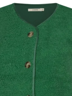 Gilet vert uni avec une coupe ajustée et deux poches plaquées à l'avant